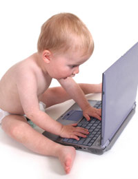 baby using laptop